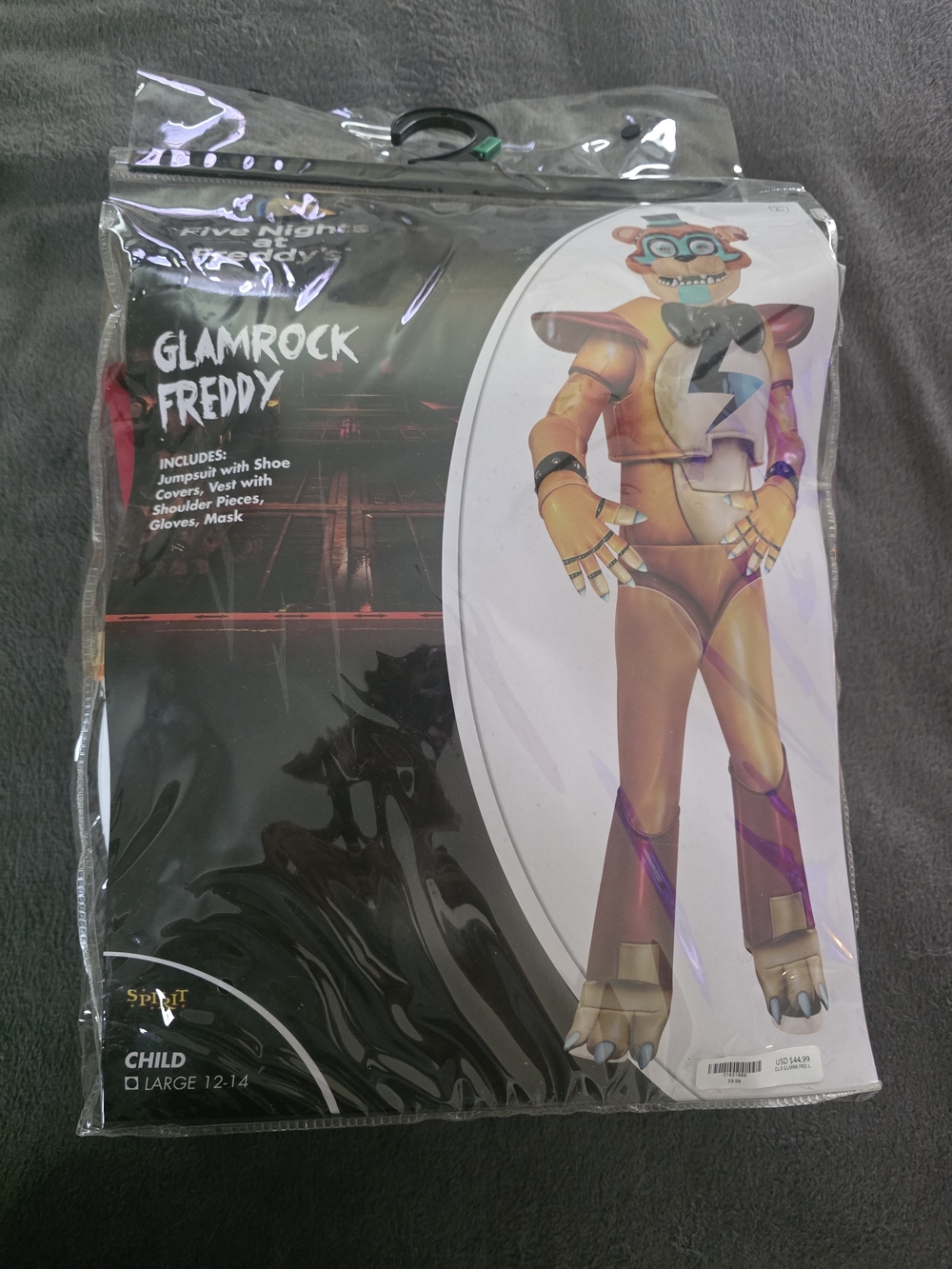 Spirit Glamrock Freddy Kids Costume in Gold and Purple Accents FNAF